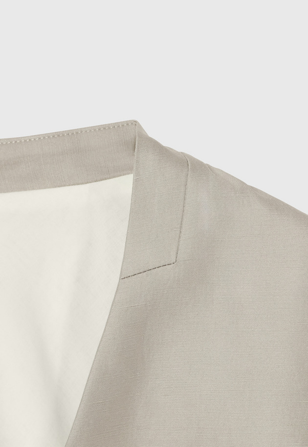 TRIACETATE LINEN NO COLLAR JACKET / トリアセテートリネンノーカラージャケット 詳細画像 Beige 9