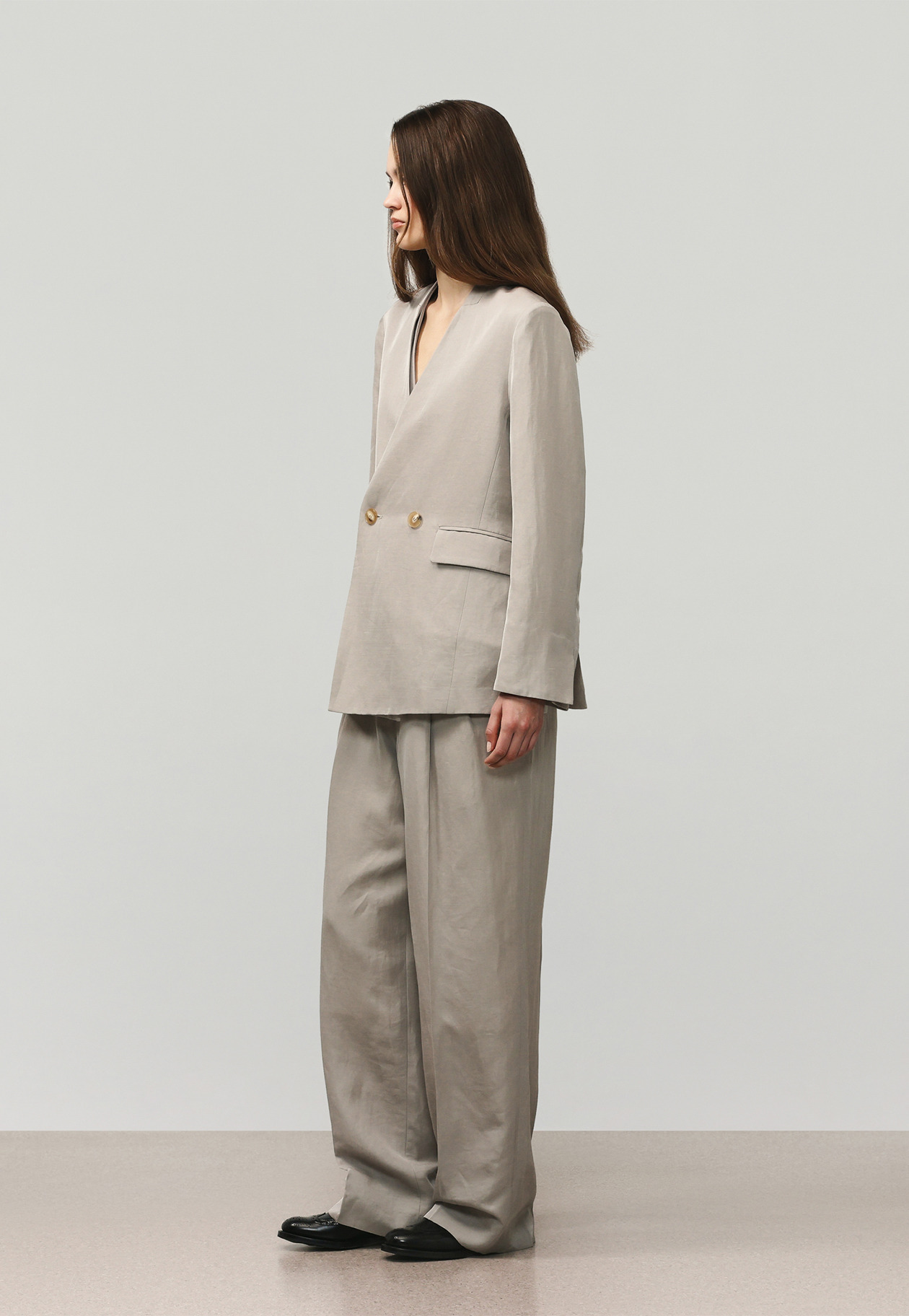 TRIACETATE LINEN NO COLLAR JACKET / トリアセテートリネンノーカラージャケット 詳細画像 Beige 2