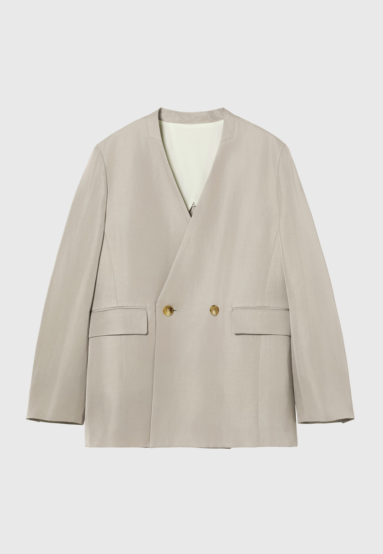 TRIACETATE LINEN NO COLLAR JACKET / トリアセテートリネンノーカラージャケット 詳細画像 Beige 6