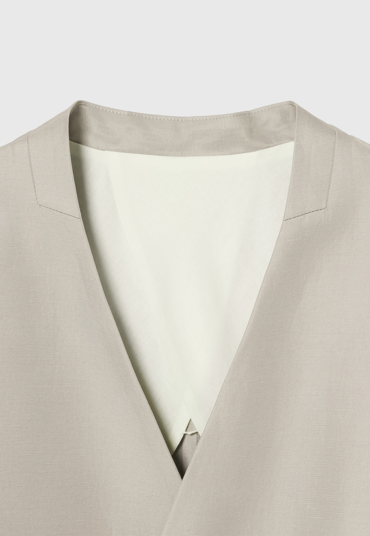 TRIACETATE LINEN NO COLLAR JACKET / トリアセテートリネンノーカラージャケット 詳細画像 Beige 8