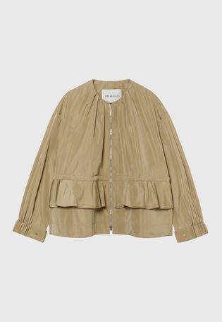 TAFFETA GATHER NO COLLAR JACKET / タフタギャザーノーカラージャケット