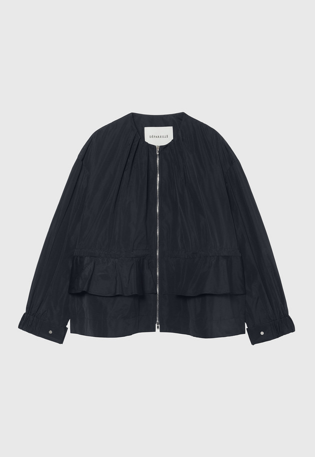 TAFFETA GATHER NO COLLAR JACKET / タフタギャザーノーカラージャケット 詳細画像 Navy 4