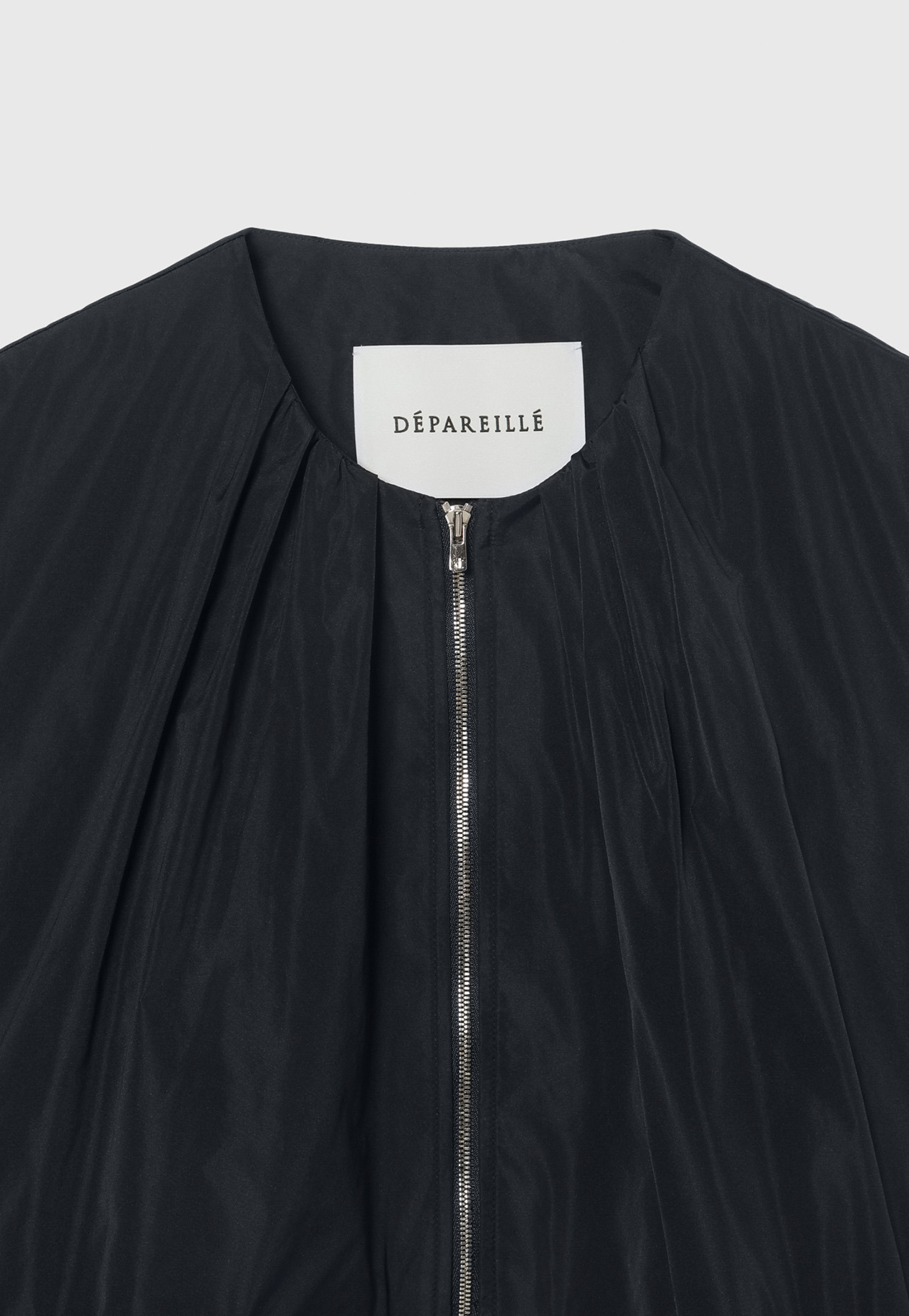 TAFFETA GATHER NO COLLAR JACKET / タフタギャザーノーカラージャケット 詳細画像 Navy 6