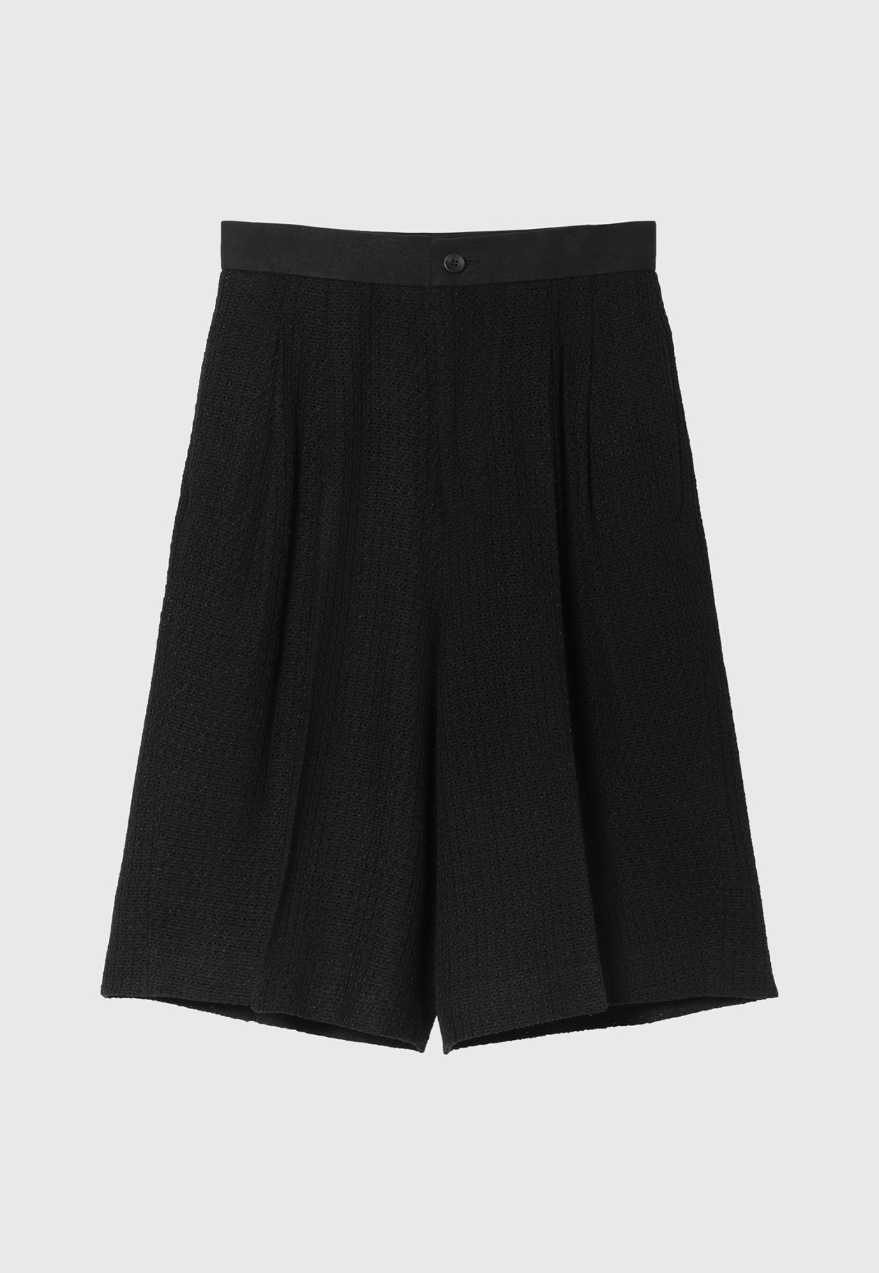 COTTON RAYON KARAMI SHORT PANTS / コットンレーヨンカラミショートパンツ 詳細画像 Black 1