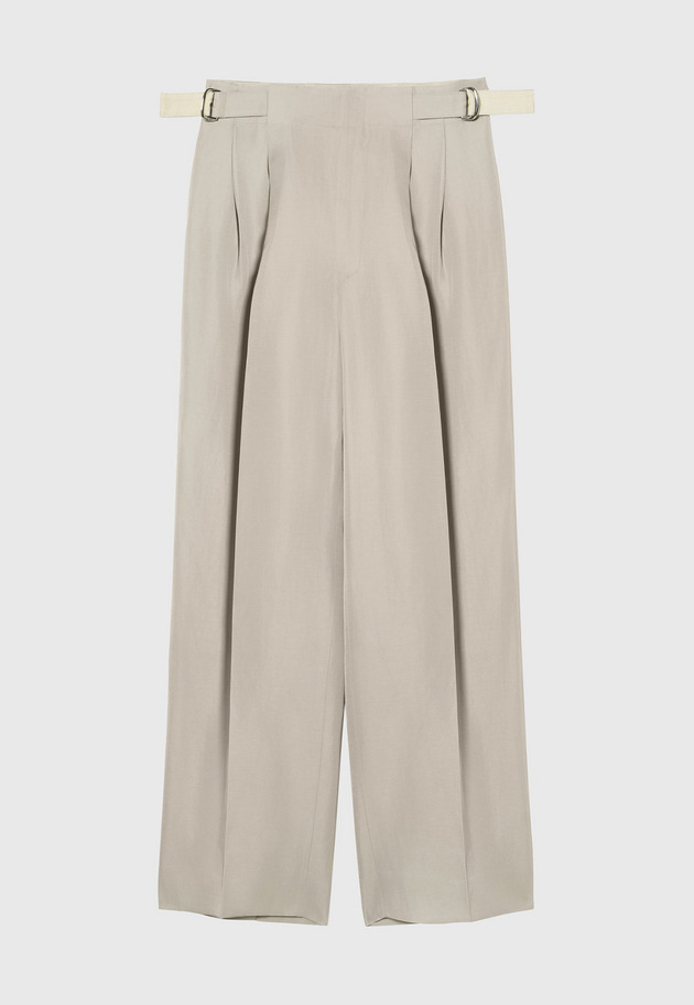 TRIACETATE LINEN WAIST BELT PANTS / トリアセテートリネンウエストベルトパンツ 詳細画像 Beige 1