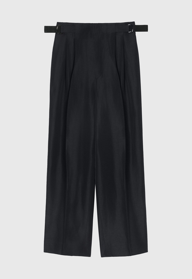 TRIACETATE LINEN WAIST BELT PANTS / トリアセテートリネンウエストベルトパンツ 詳細画像 Navy 1