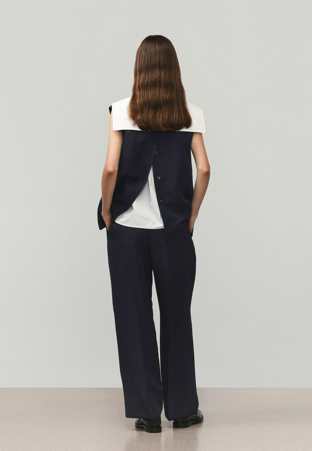 TRIACETATE LINEN WAIST BELT PANTS / トリアセテートリネンウエストベルトパンツ 詳細画像 Navy 10