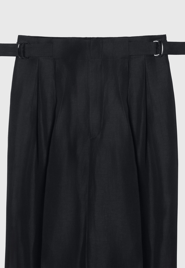 TRIACETATE LINEN WAIST BELT PANTS / トリアセテートリネンウエストベルトパンツ 詳細画像 Navy 3