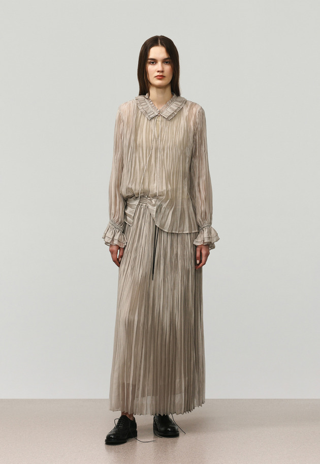 TENCEL ORGANDY PLEATS SKIRT / テンセルオーガンジープリーツスカート 詳細画像 Beige 3