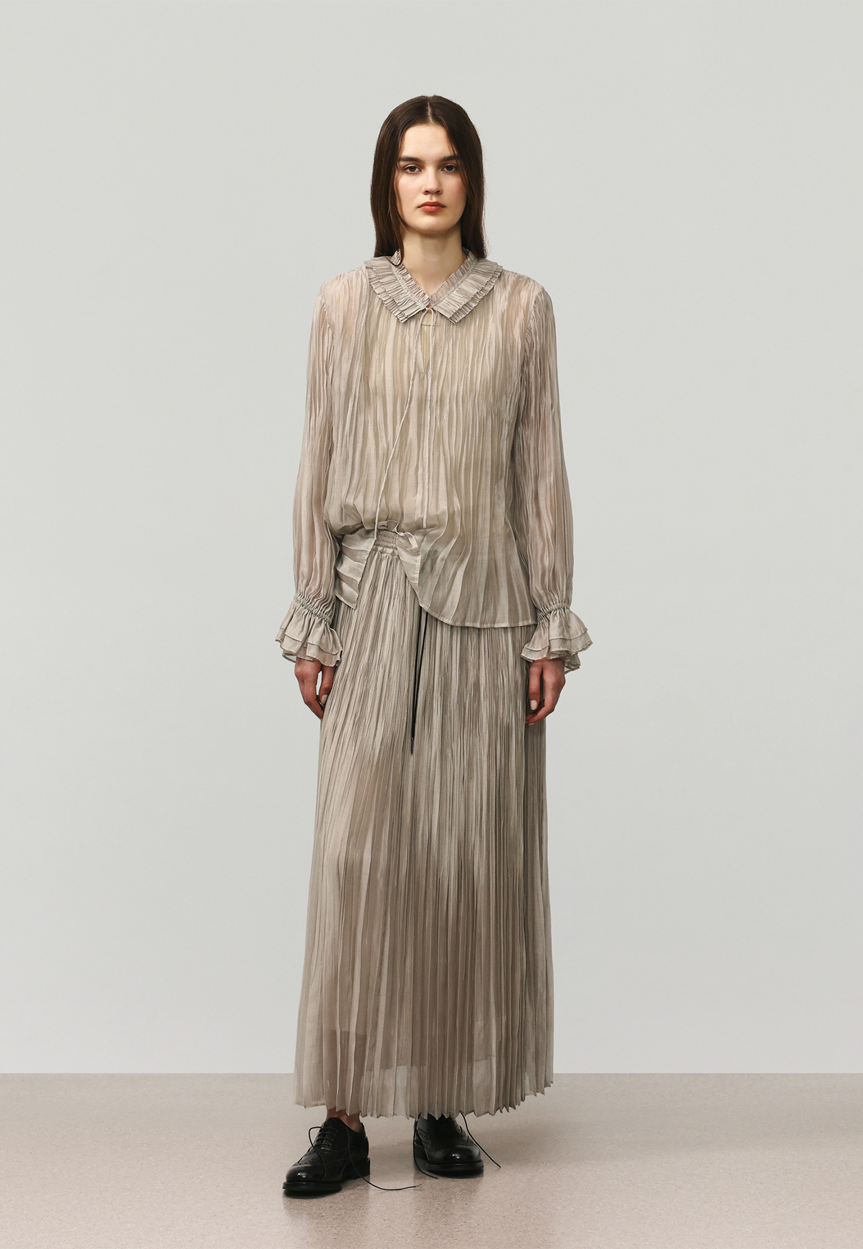 TENCEL ORGANDY PLEATS SKIRT / テンセルオーガンジープリーツスカート 詳細画像 Beige 3