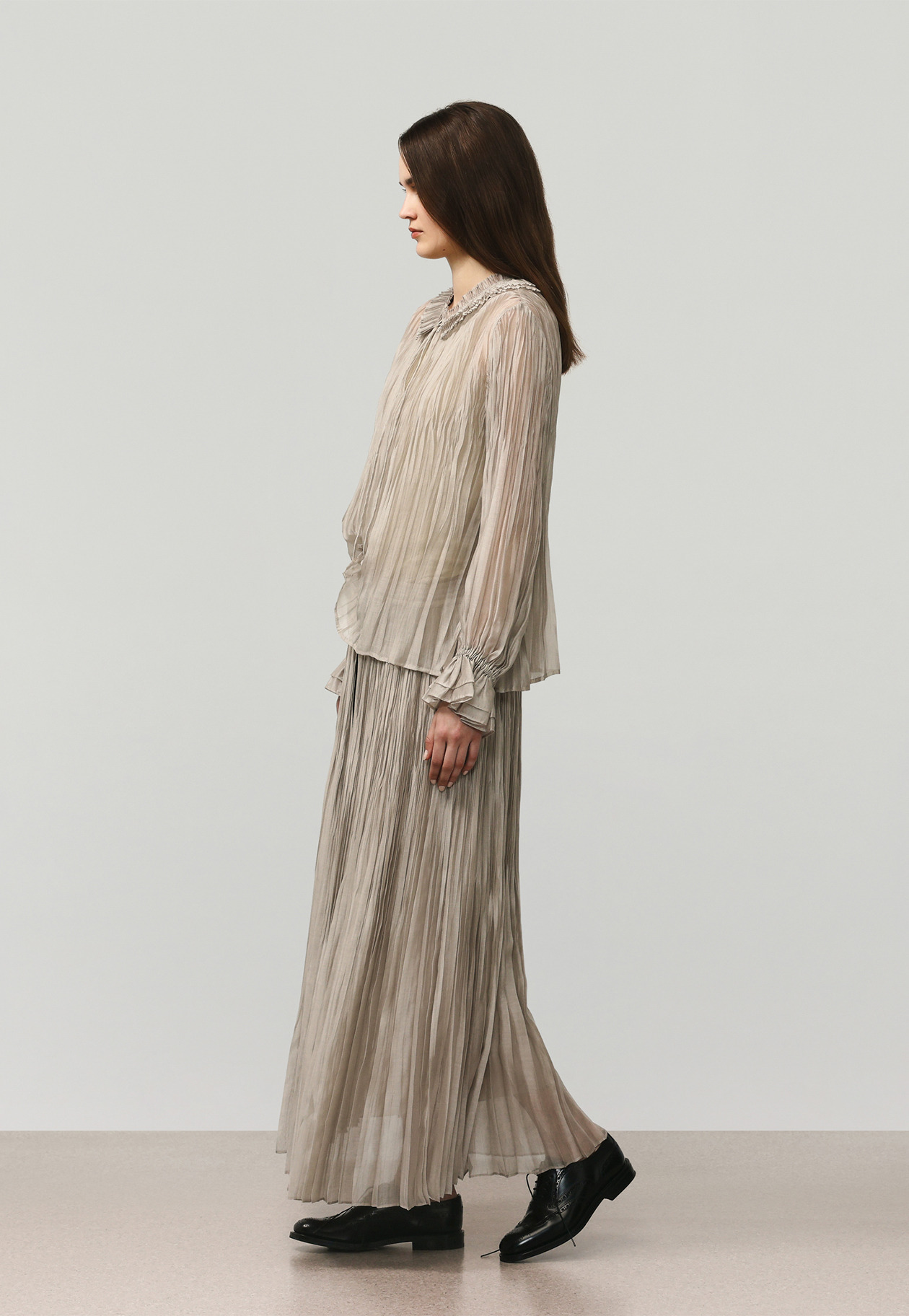 TENCEL ORGANDY PLEATS SKIRT / テンセルオーガンジープリーツスカート 詳細画像 Beige 4