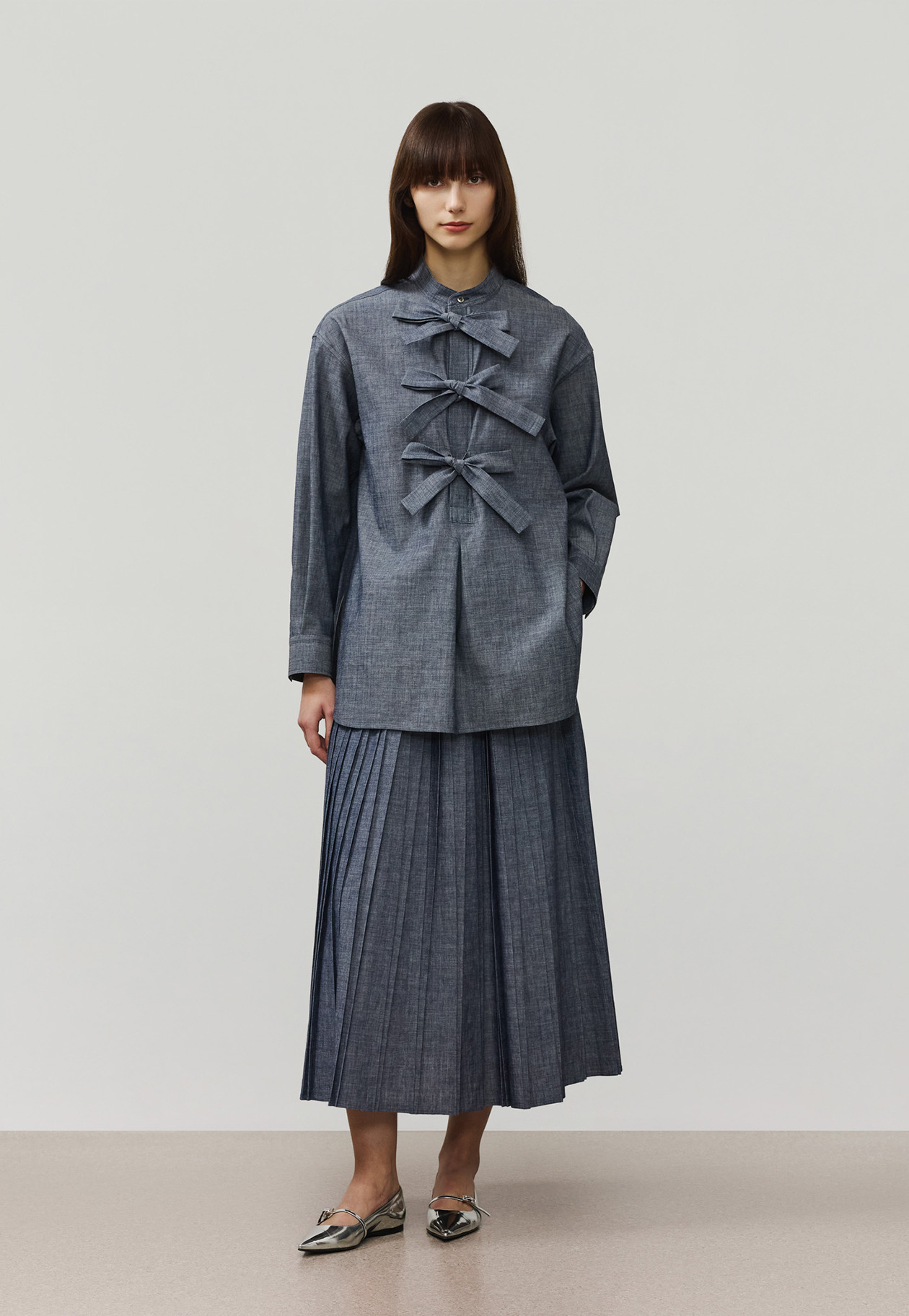 4.5OZ DENIM PLEATS SKIRT / 4.5OZ デニムプリーツスカート 詳細画像 Blue 1