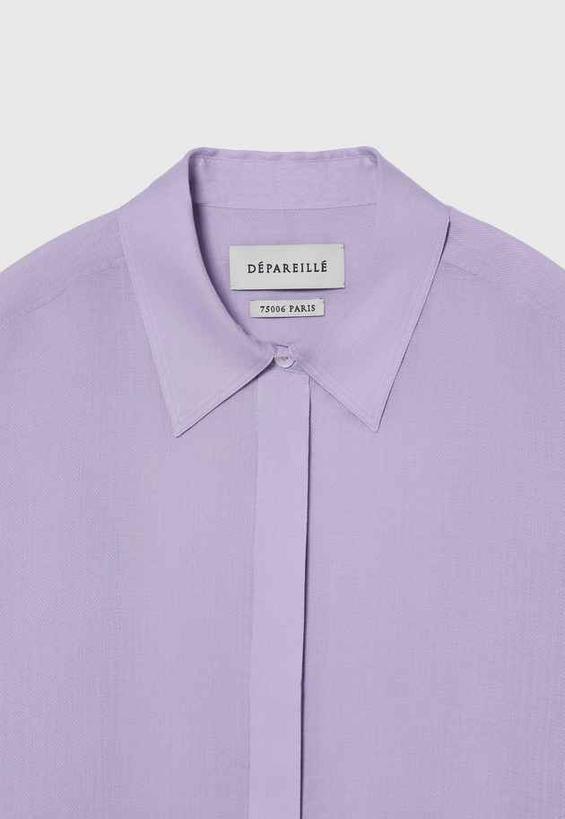 RAMIE TWILL REGULAR COLLAR SHIRT / ラミーツイルレギュラーカラーシャツ 詳細画像 Purple 5