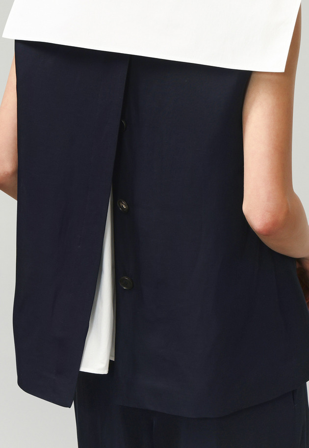 TRIACETATE LINEN GILET / トリアセテートリネンジレ 詳細画像 Navy 5