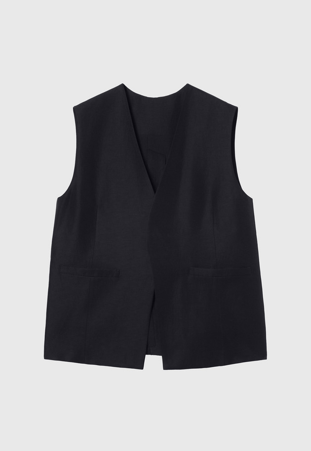 TRIACETATE LINEN GILET / トリアセテートリネンジレ 詳細画像 Navy 6