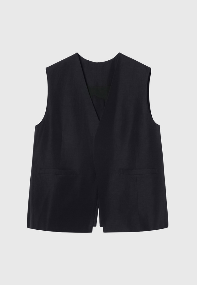 TRIACETATE LINEN GILET / トリアセテートリネンジレ 詳細画像 Navy 8