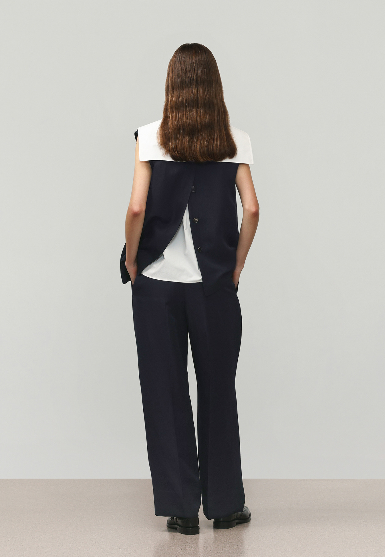 TRIACETATE LINEN GILET / トリアセテートリネンジレ 詳細画像 Navy 3