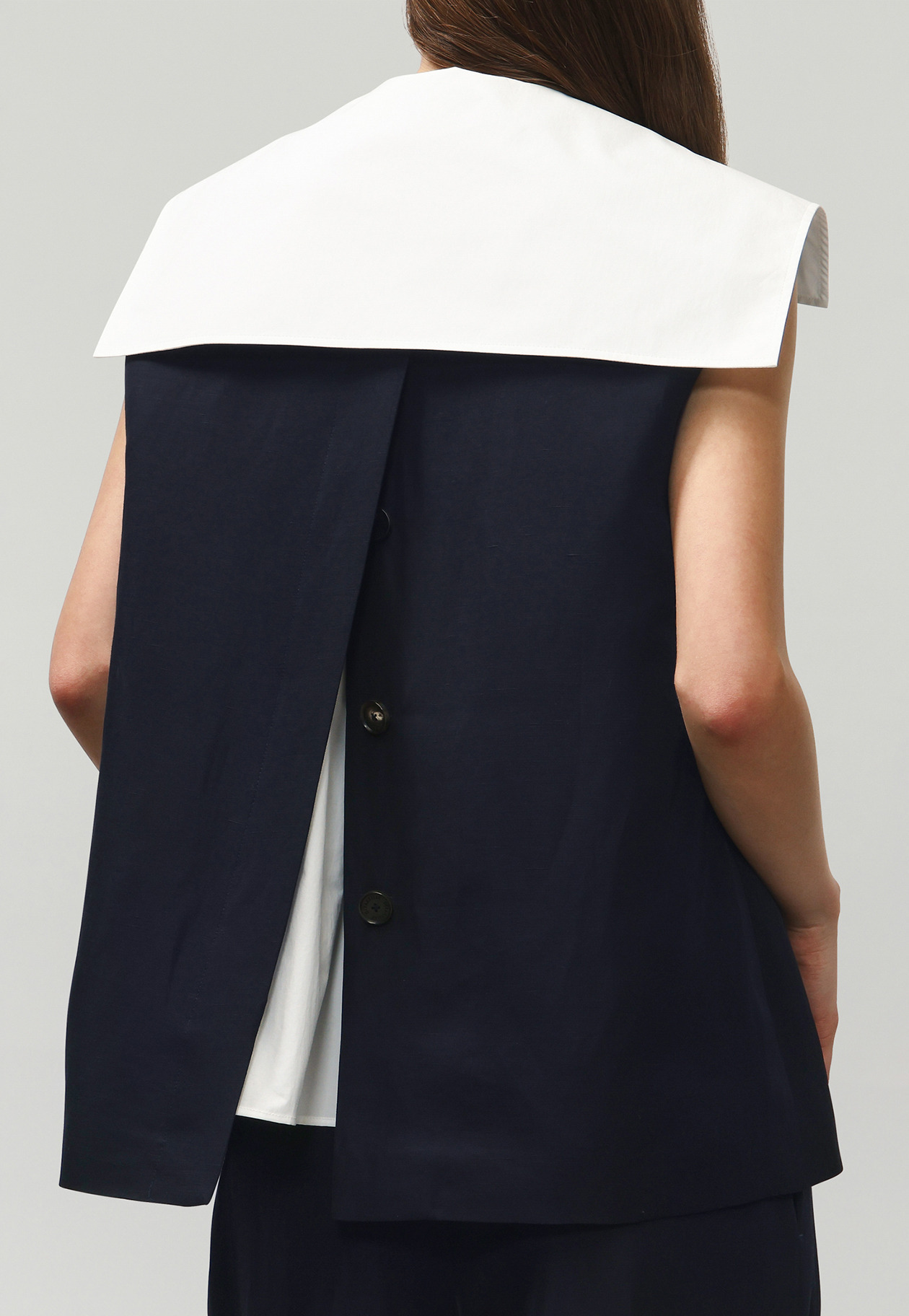 TRIACETATE LINEN GILET / トリアセテートリネンジレ 詳細画像 Navy 4