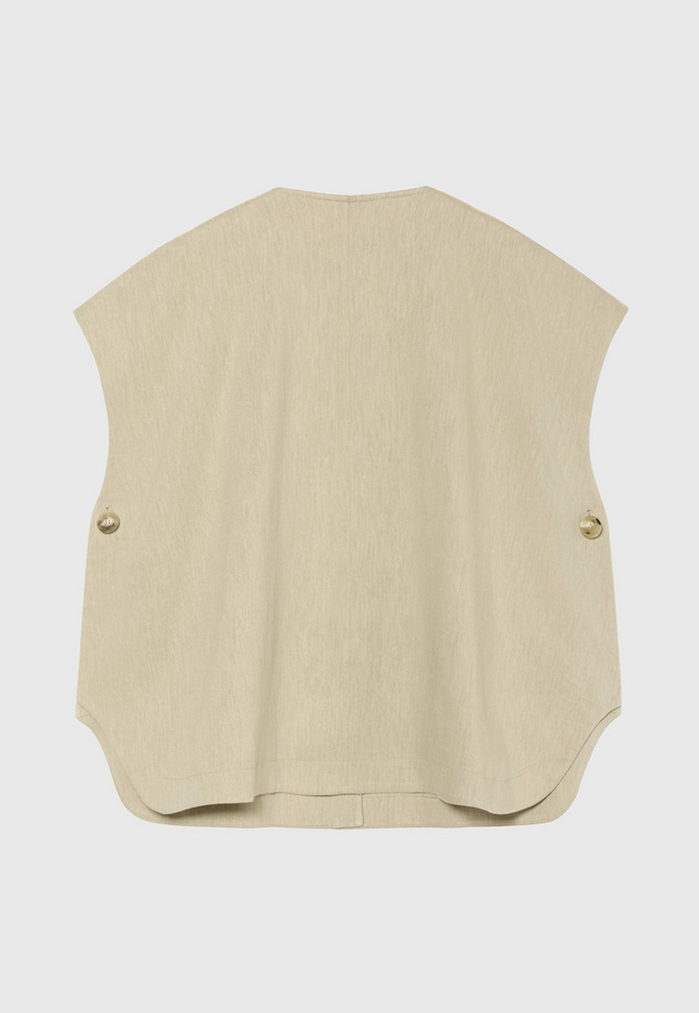 VISCORSE LINEN PONCHO GILET / ヴィスコースリネンポンチョジレ 詳細画像 Beige 6