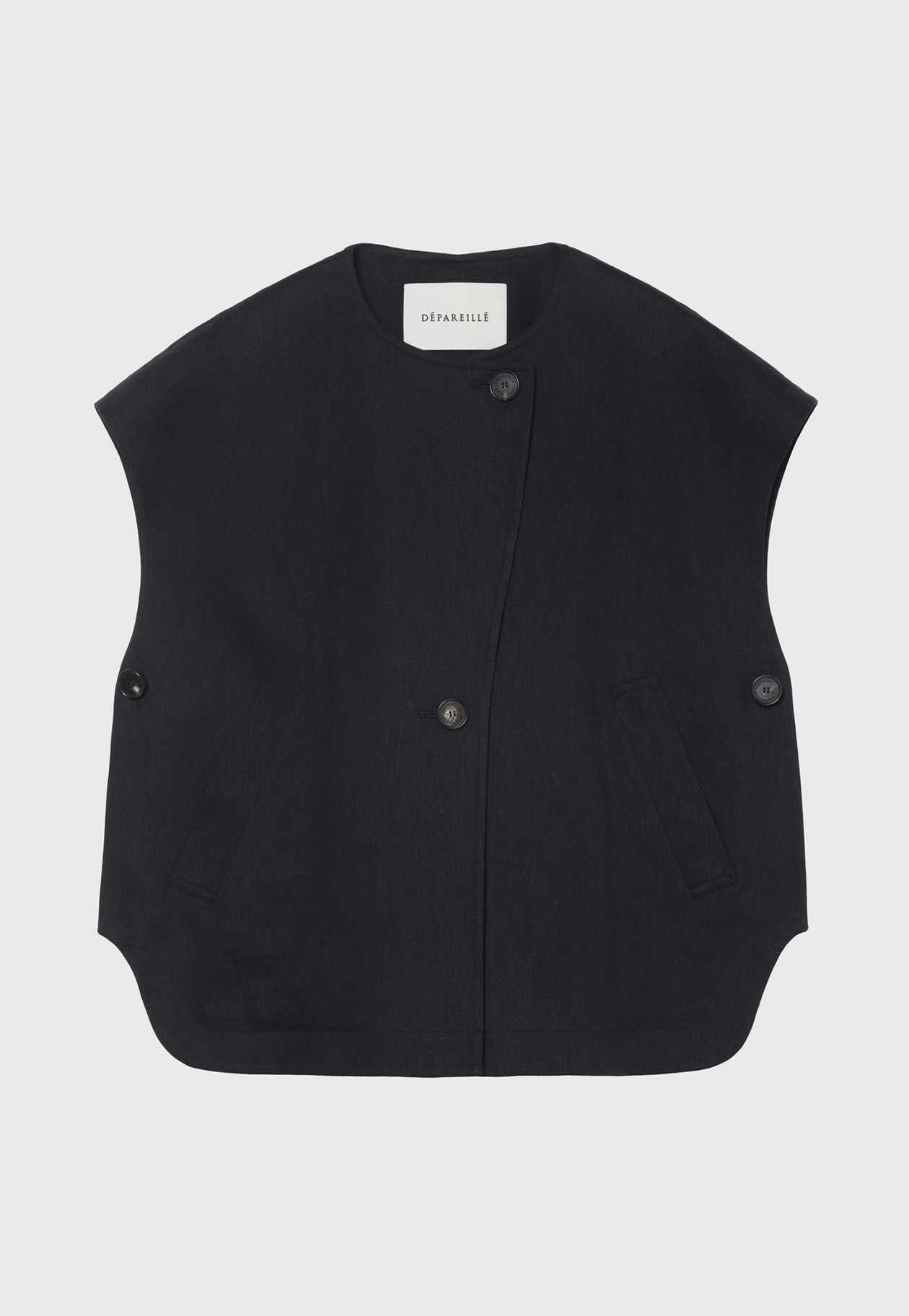 VISCORSE LINEN PONCHO GILET / ヴィスコースリネンポンチョジレ 詳細画像 Navy 1