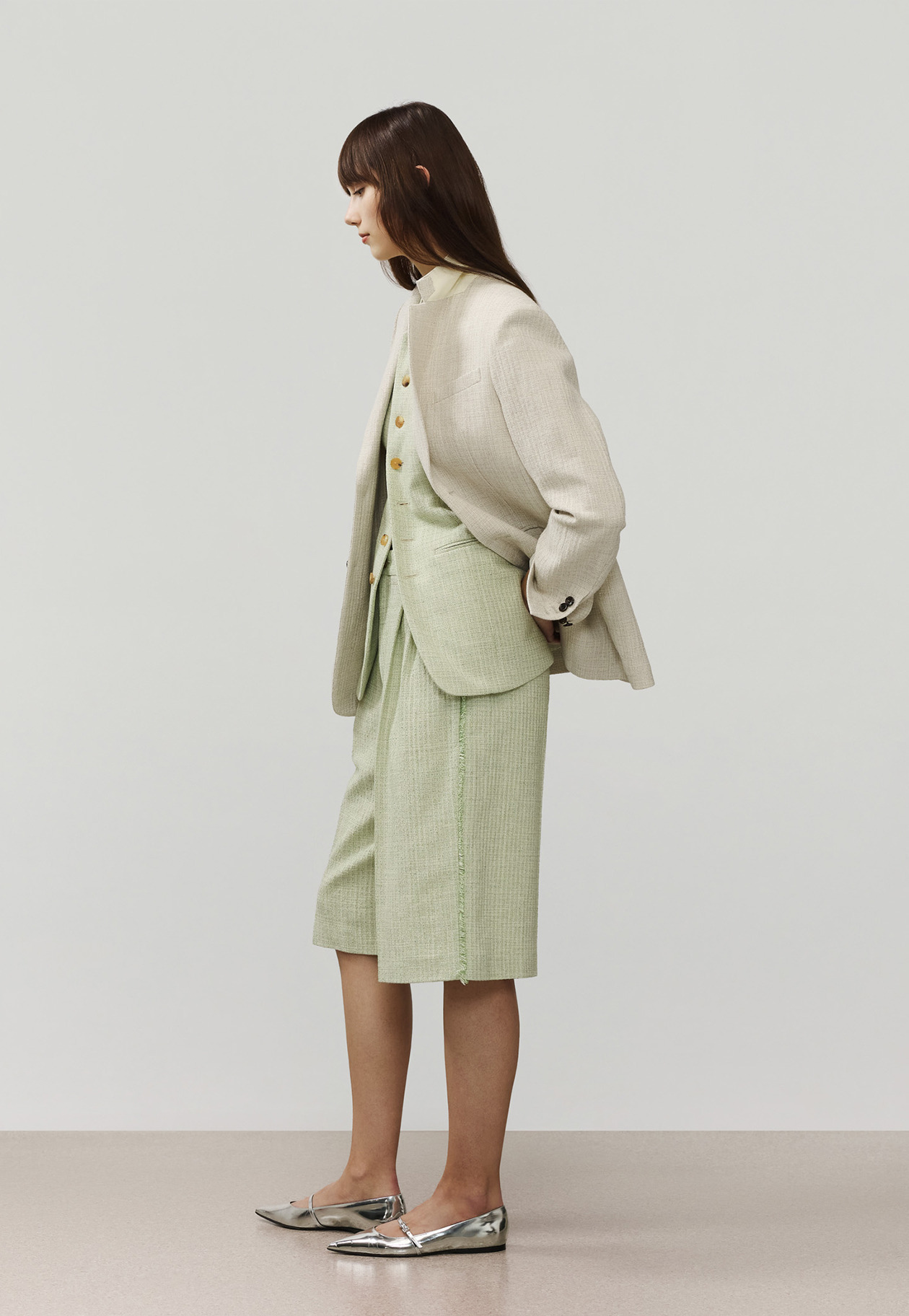 SLUB TWEED GILET / スラブツィードジレ 詳細画像 Green 9