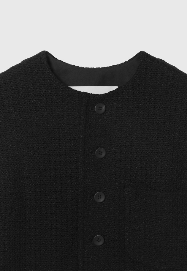 COTTON RAYON KARAMI GILET / コットンレーヨンカラミジレ 詳細画像 Black 5
