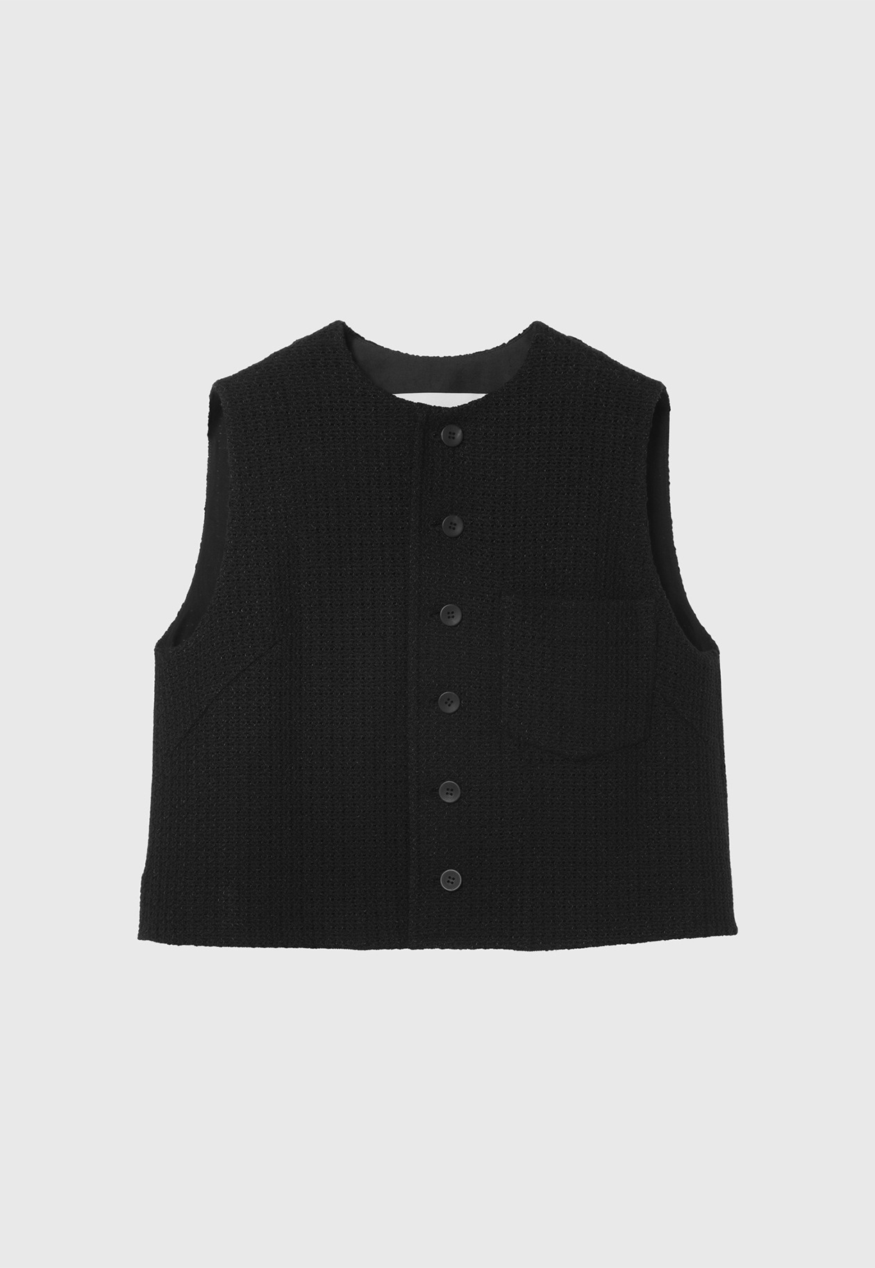 COTTON RAYON KARAMI GILET / コットンレーヨンカラミジレ 詳細画像 Black 3