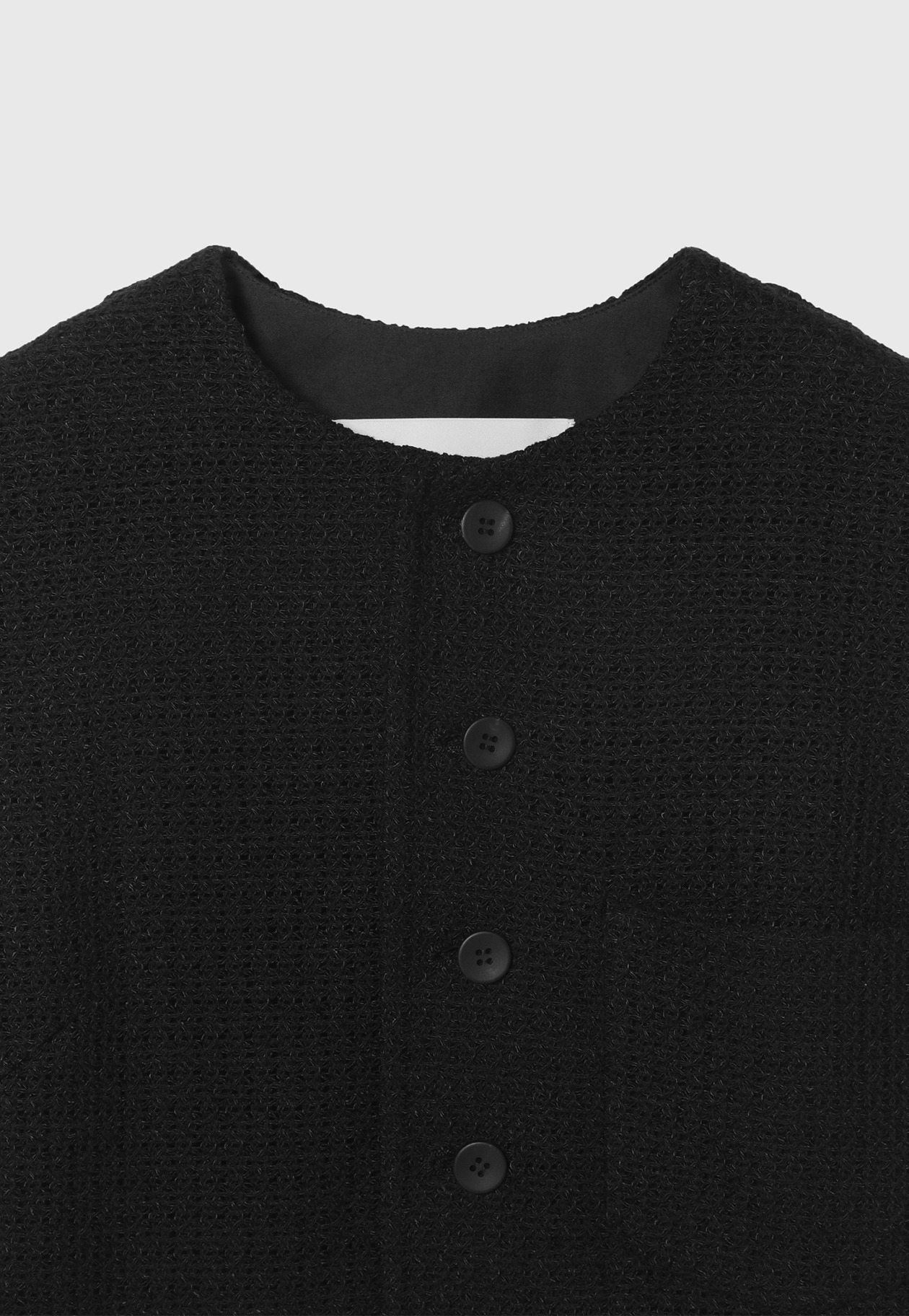 COTTON RAYON KARAMI GILET / コットンレーヨンカラミジレ 詳細画像 Black 5