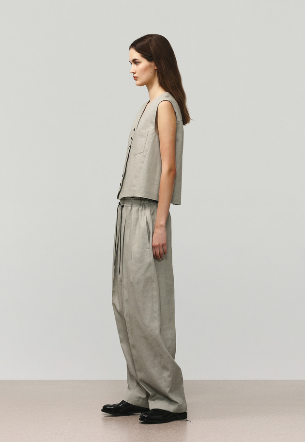 RAMIE POLY TWILL GILET / ラミーポリツイルジレ 詳細画像 Beige 4