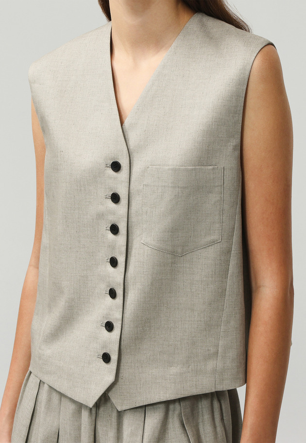 RAMIE POLY TWILL GILET / ラミーポリツイルジレ 詳細画像 Beige 6