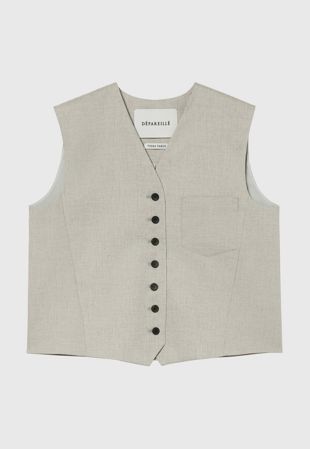 RAMIE POLY TWILL GILET / ラミーポリツイルジレ 詳細画像 Beige 7