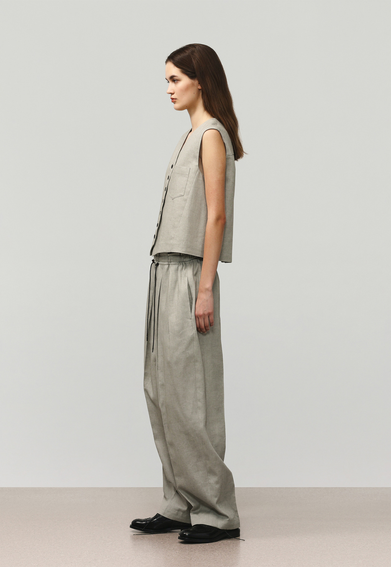 RAMIE POLY TWILL GILET / ラミーポリツイルジレ 詳細画像 Beige 4