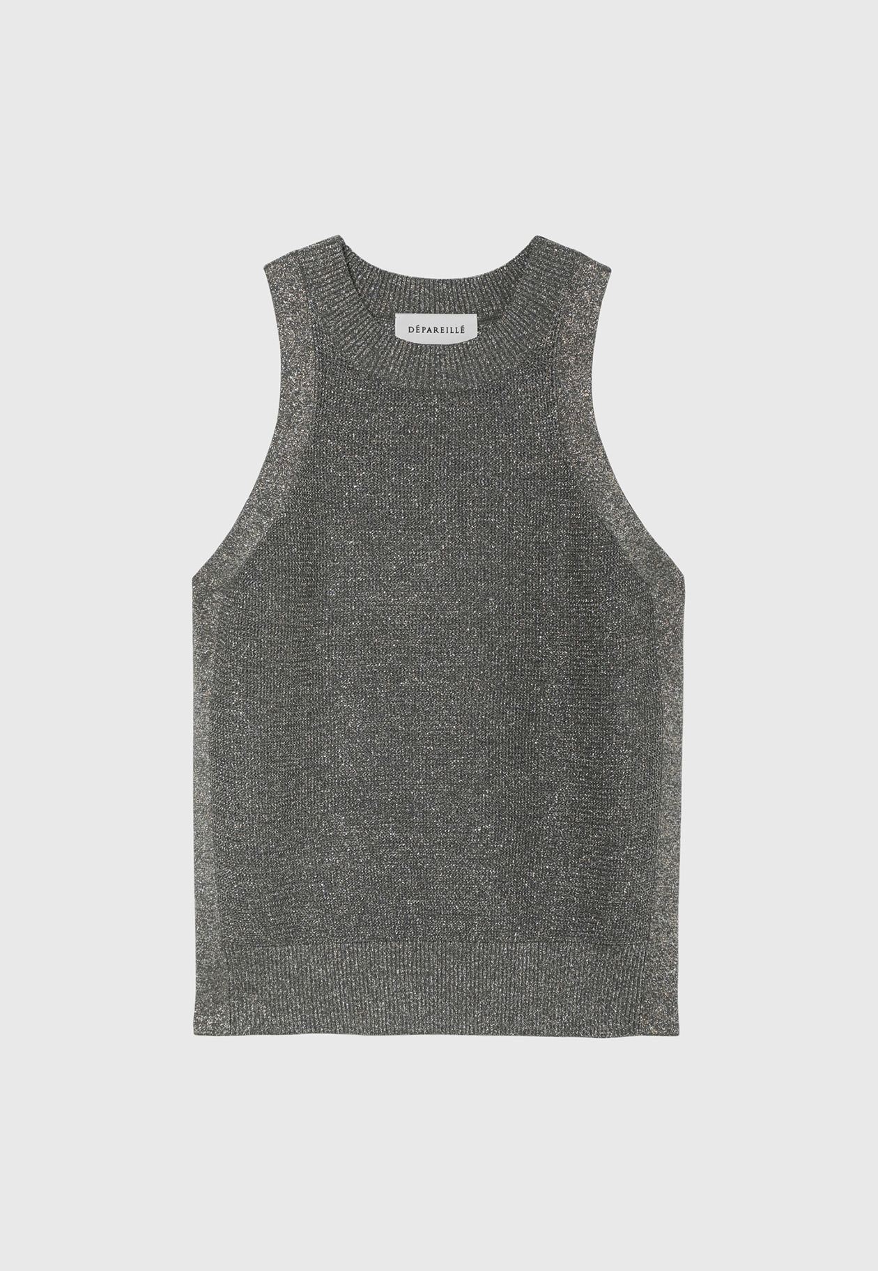VISCOSE LAME SLEEVELESS TOPS / ヴィスコースラメスリーブレストップス 詳細画像 Gray 1