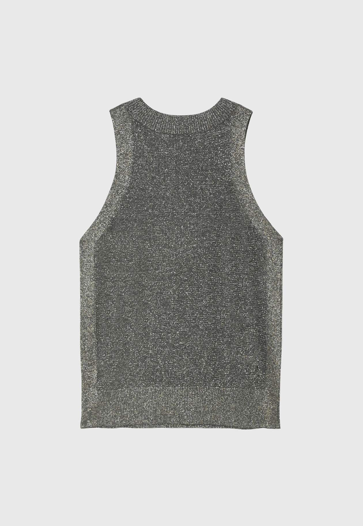 VISCOSE LAME SLEEVELESS TOPS / ヴィスコースラメスリーブレストップス 詳細画像 Gray 2
