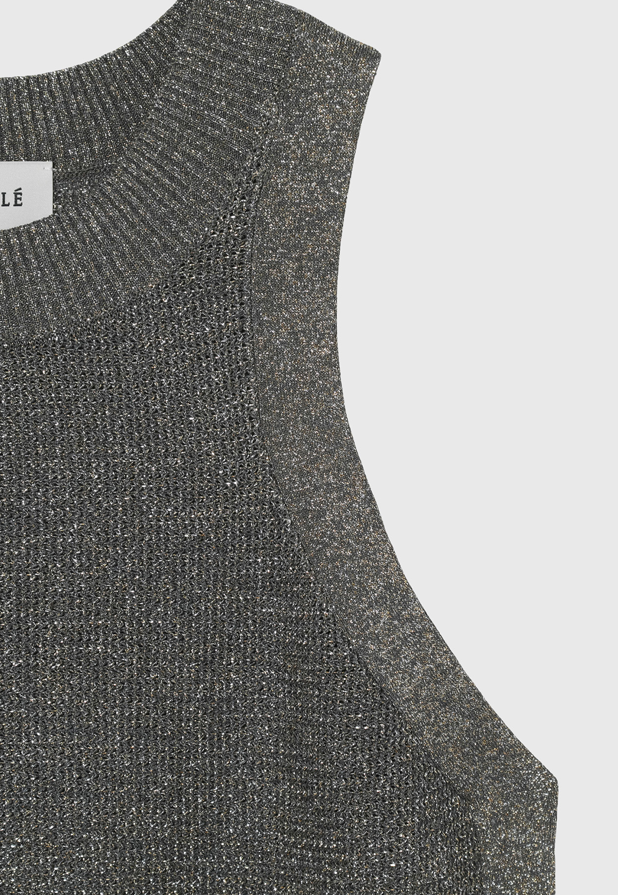 VISCOSE LAME SLEEVELESS TOPS / ヴィスコースラメスリーブレストップス 詳細画像 Gray 3