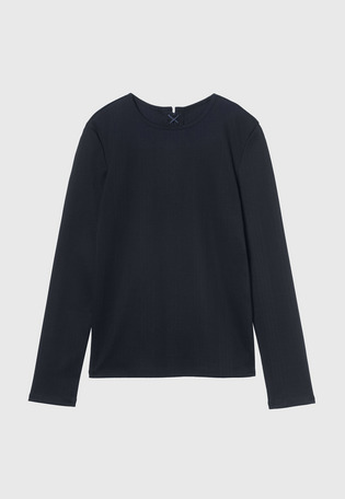 RIB BACK LACE UP CREW NECK TOPS / リブバックレースアップクルーネックトップス