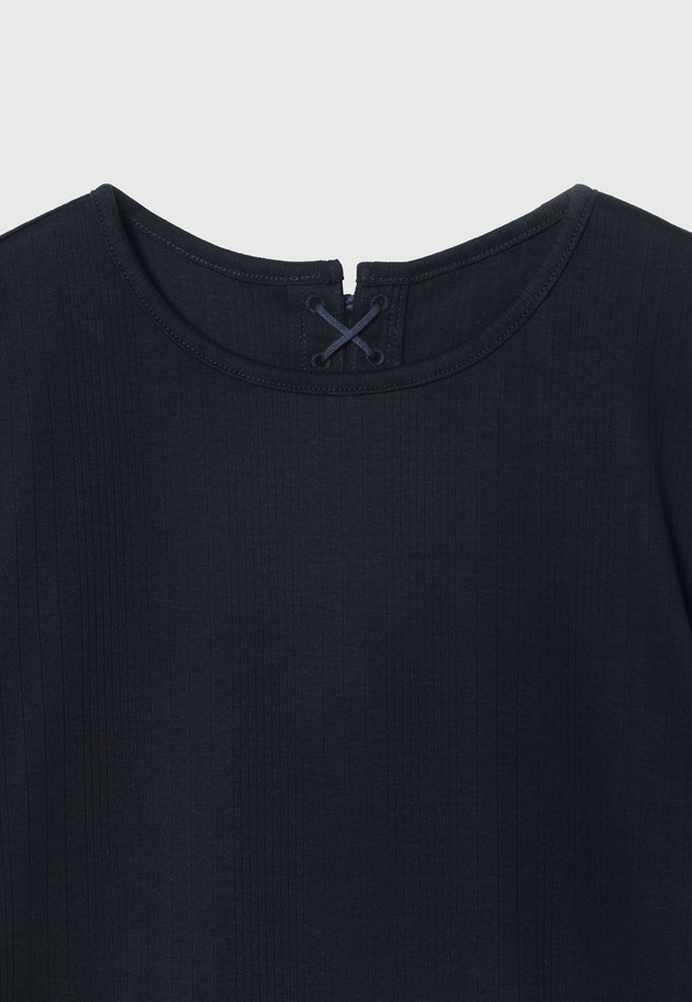 RIB BACK LACE UP CREW NECK TOPS / リブバックレースアップクルーネックトップス 詳細画像 Navy 3