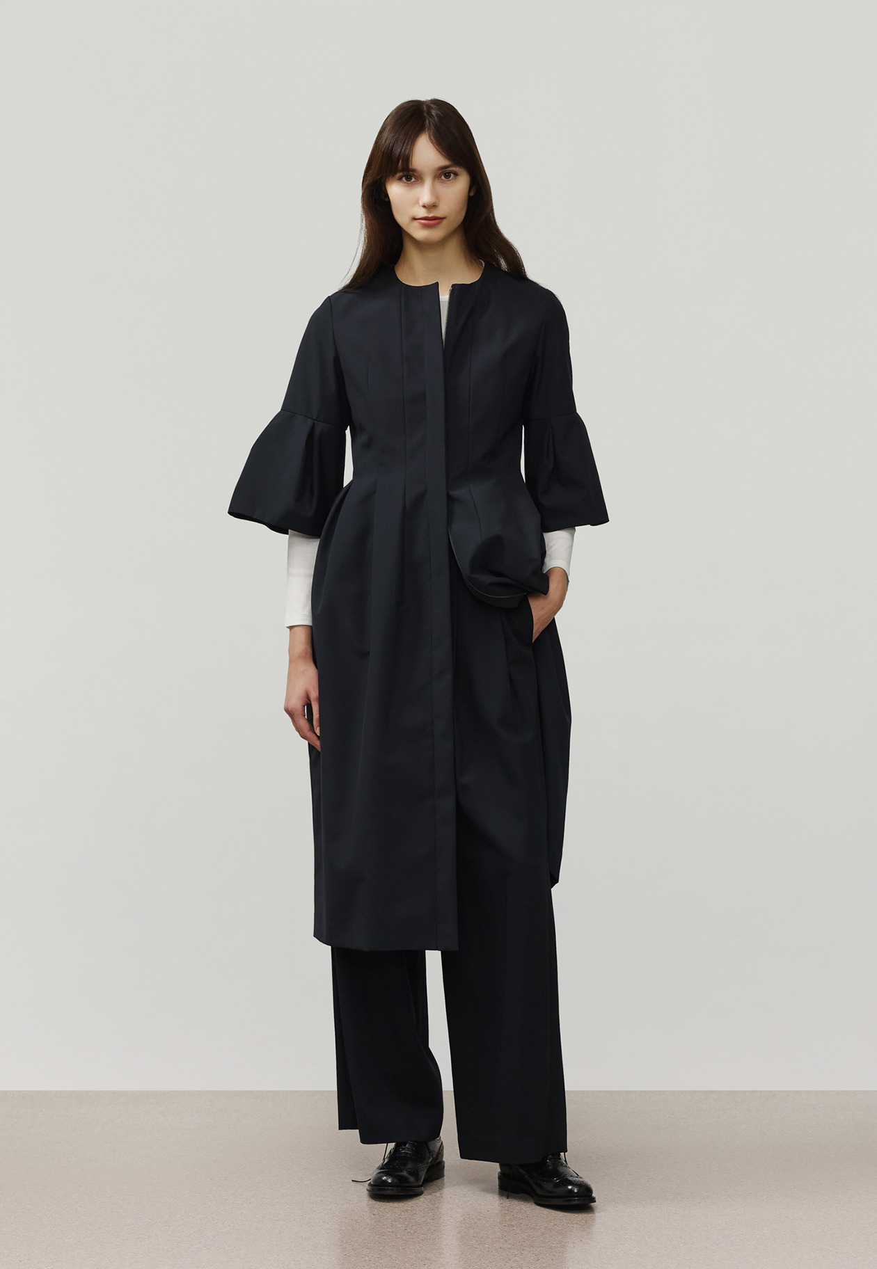 RIB BACK LACE UP CREW NECK TOPS / リブバックレースアップクルーネックトップス 詳細画像 White 3