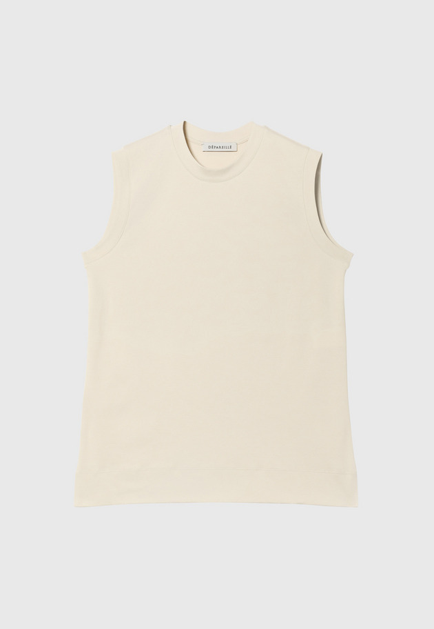 SMOOTH NO SLEEVE T SHIRT / スムースノースリーブTシャツ 詳細画像 Beige 1