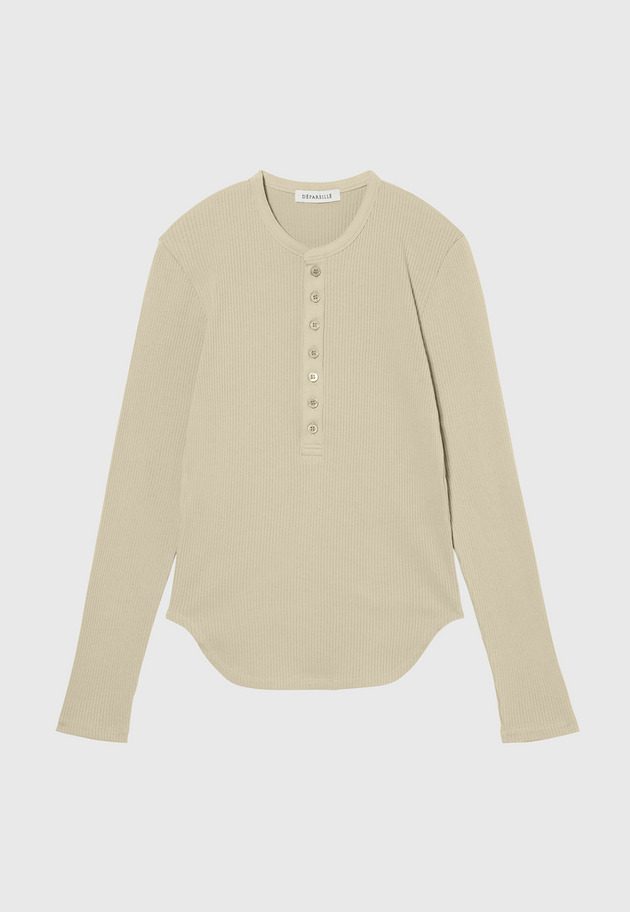 ORGANIC COTTON RIB HENRY NECK / オーガニックコットンリブヘンリーネック 詳細画像 Beige 1