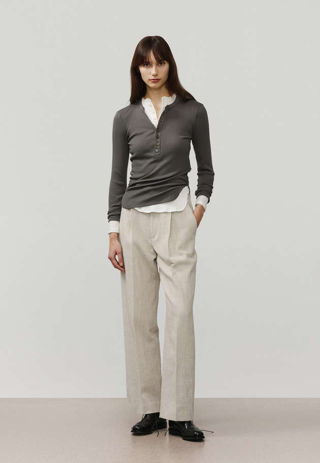 ORGANIC COTTON RIB HENRY NECK / オーガニックコットンリブヘンリーネック 詳細画像 Chcl 1