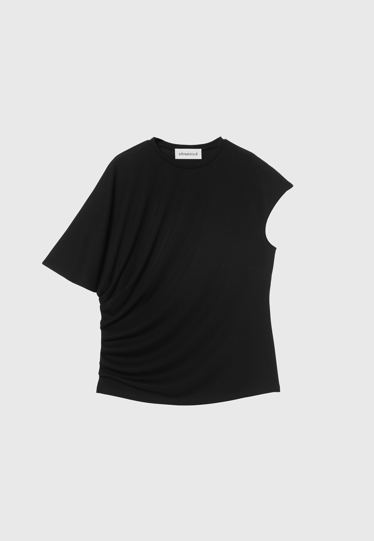 TRIACETATE JERSEY ASYMMETRY TOPS / トリアセテートジャージーアシンメトリートップス 詳細画像 Black 1