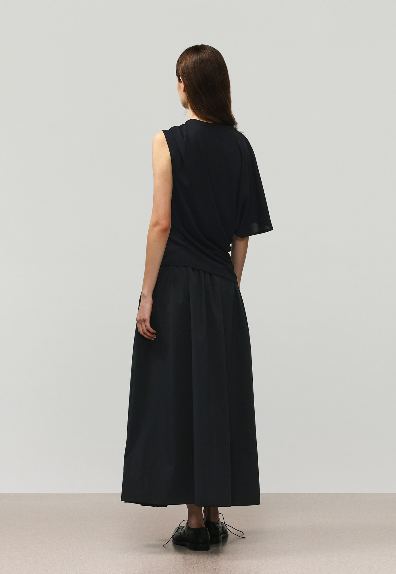 TRIACETATE JERSEY ASYMMETRY TOPS / トリアセテートジャージーアシンメトリートップス 詳細画像 Navy 3