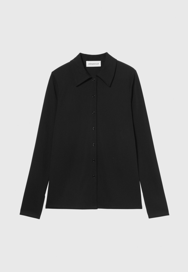 TRIACETATE JERSEY SHIRT / トリアセテートジャージーシャツ 詳細画像 Black 1