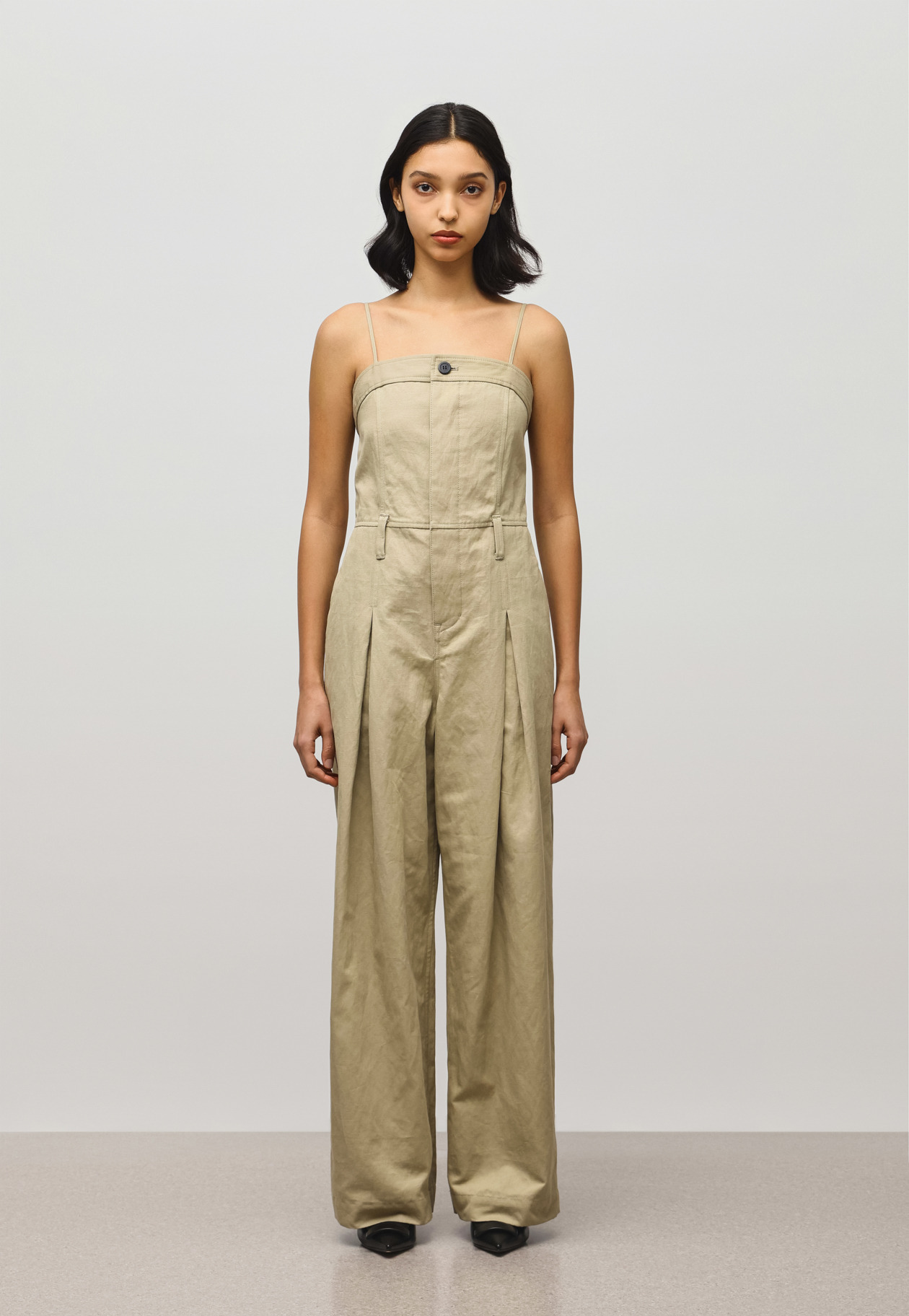 COTTON HEMP BARE SALOPETTE PANTS 詳細画像 Beige 1