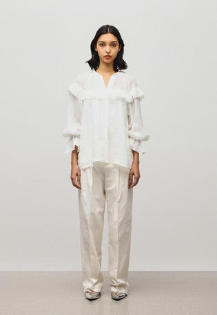 RAMIE TWILL RUFFLE BLOUSE