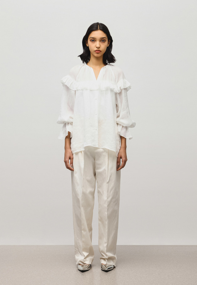 RAMIE TWILL RUFFLE BLOUSE 詳細画像 White 1