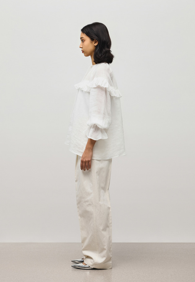 RAMIE TWILL RUFFLE BLOUSE 詳細画像 White 2