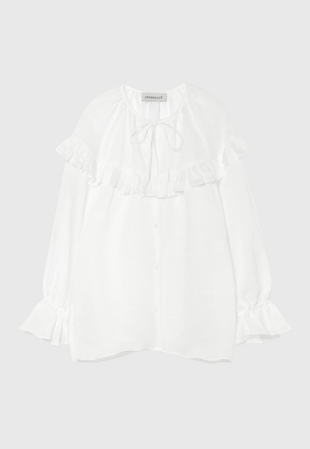 RAMIE TWILL RUFFLE BLOUSE 詳細画像 White 4