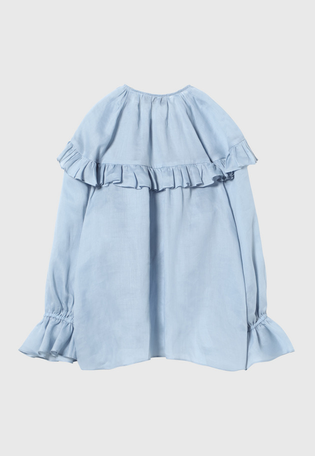 RAMIE TWILL RUFFLE BLOUSE 詳細画像 Sax 3